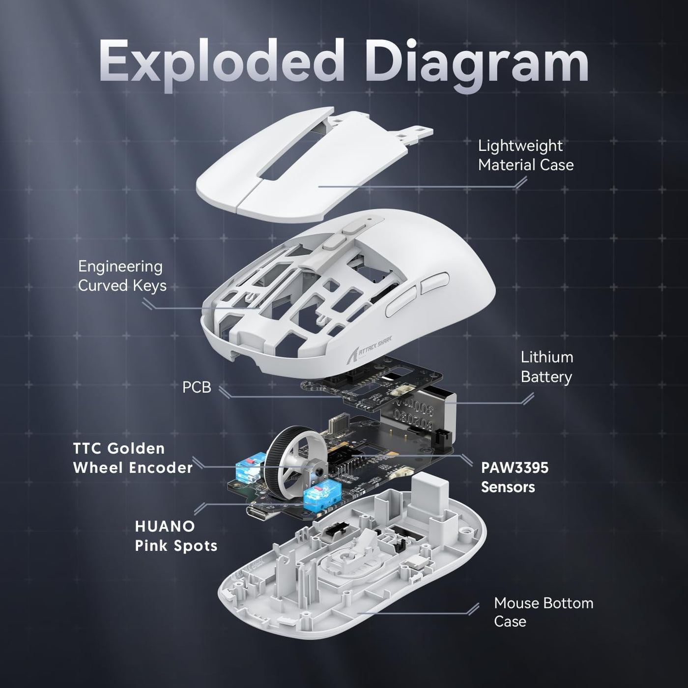 Exploded diagram of a attack shark x6