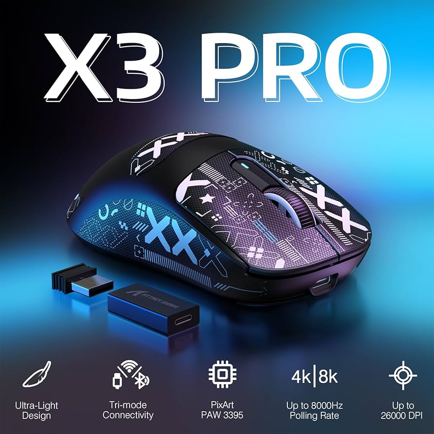 ATTACK SHARK X3PRO Three Modes 4K/8K Gaming Mouse – Black Price in Pakistan Vortex Gears