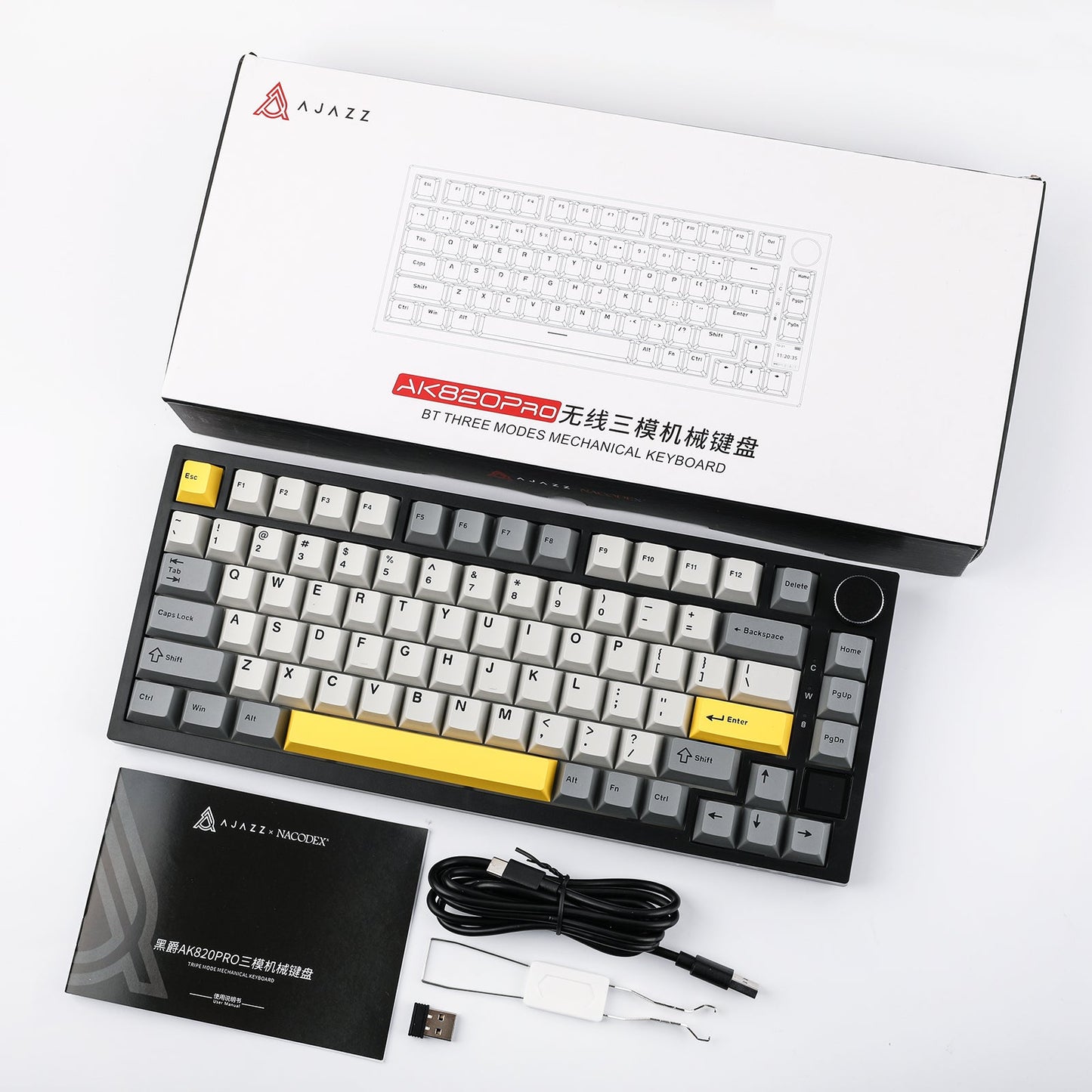 Ajazz AK820 Pro Gray wireless mechanical keyboard in pakistan | Vortex Gears