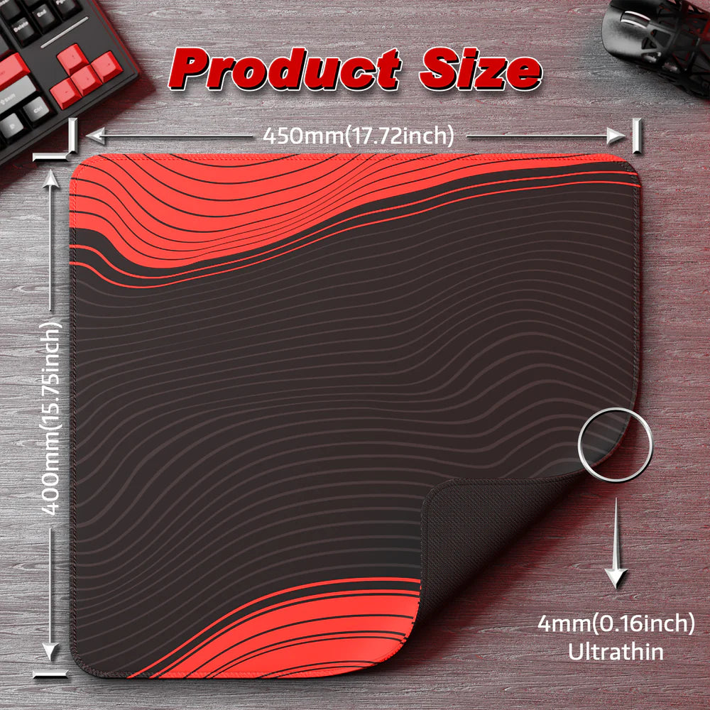 Attack Shark CM02 Black Red Gaming Mousepad 450x400x4mm Size