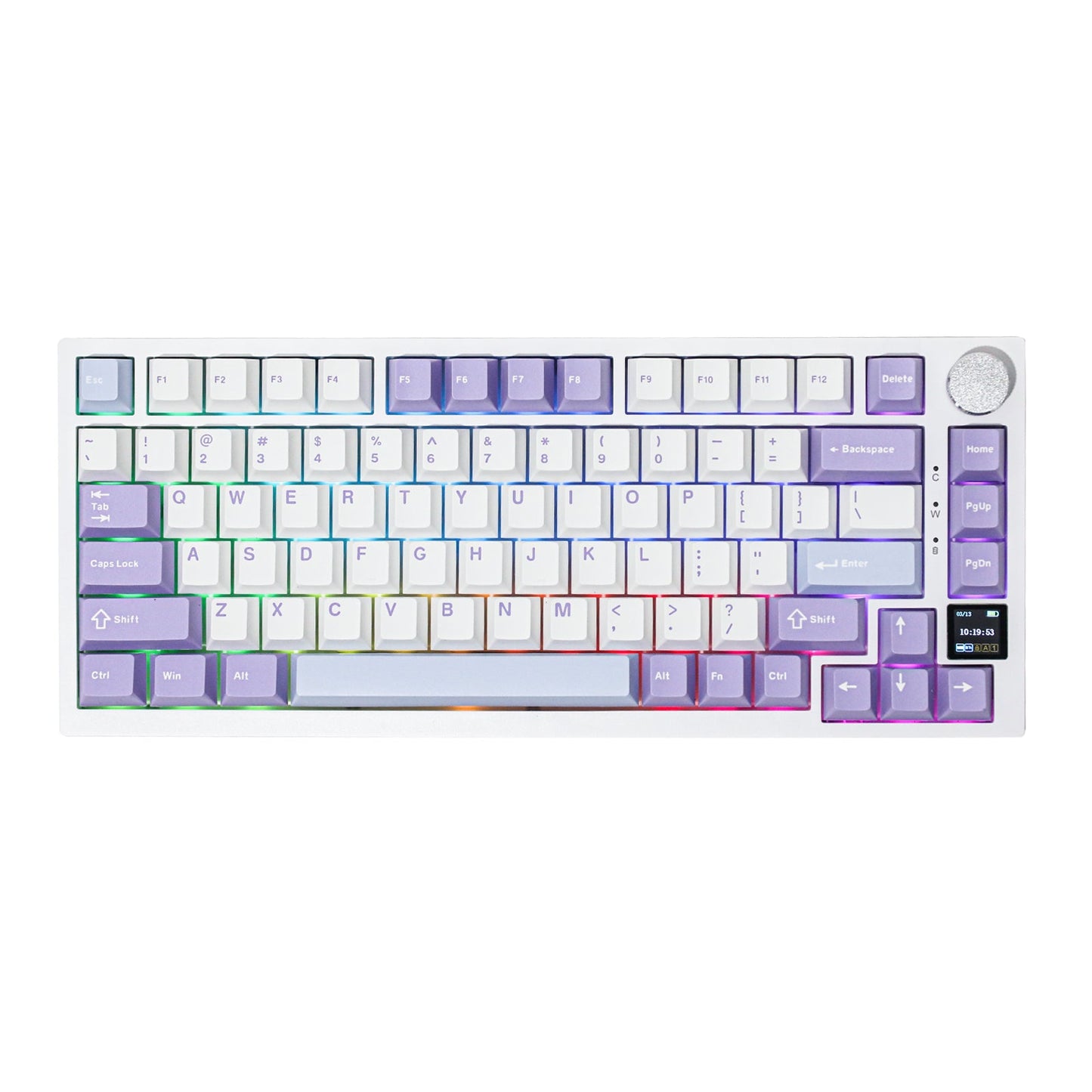Epowmaker x Ajazz Ak820 Pro White Purple RGB Wireless Mechanical Keyboard in Pakistan | Vortex Gears