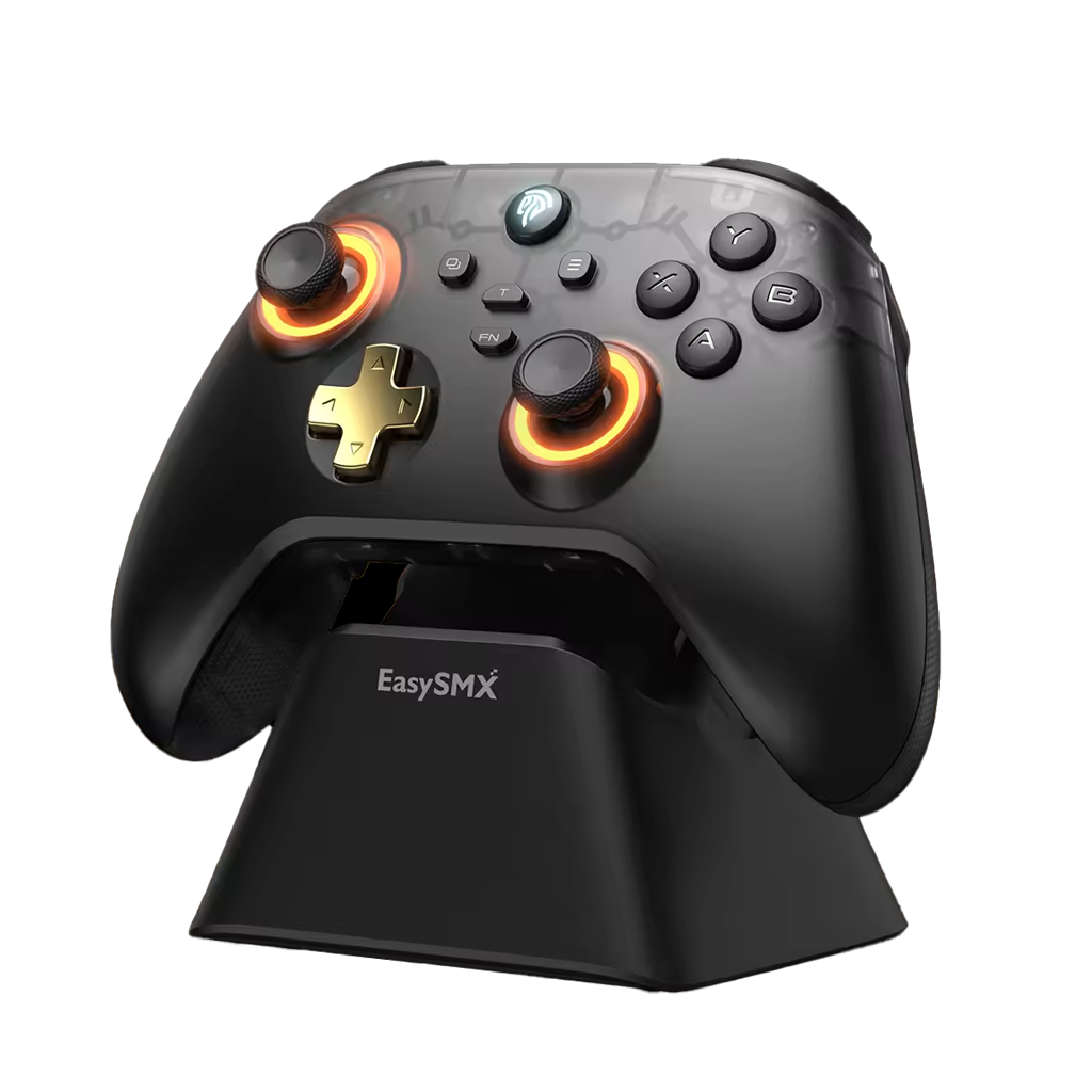 EasySMX D05 RGB Wireless Gaming Controller with Dock – Hall Effect, No Stick Drift, 3-Mode Connection