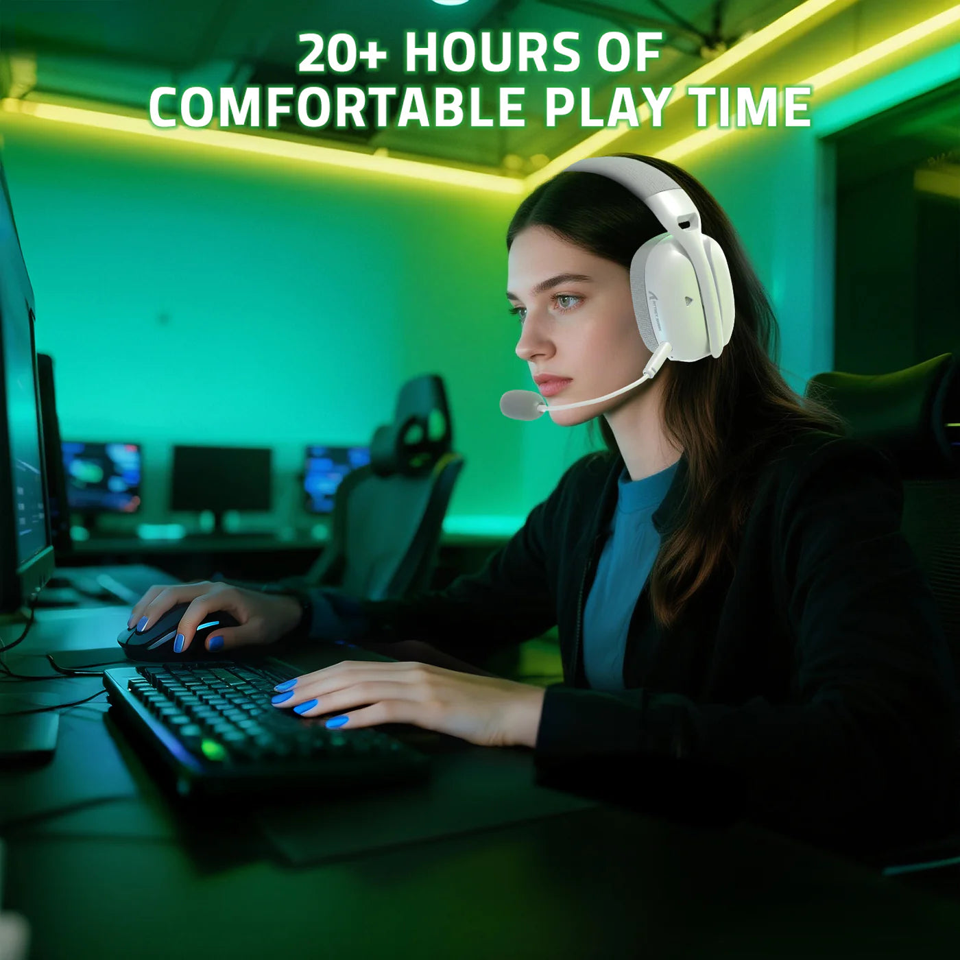20+ hours Long battery life gaming headset L80Pro