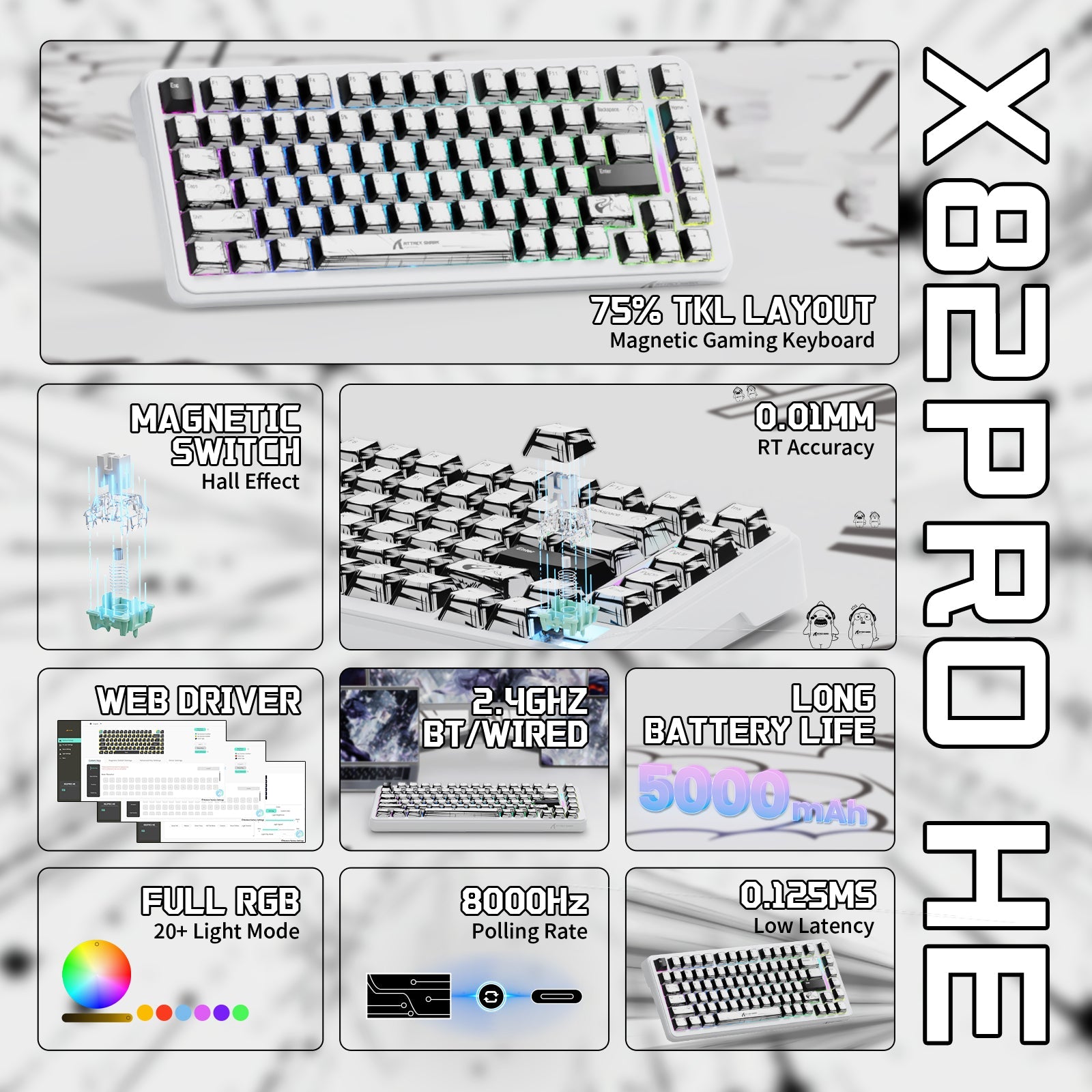 Attack shark X82 PRo HE Comic white
