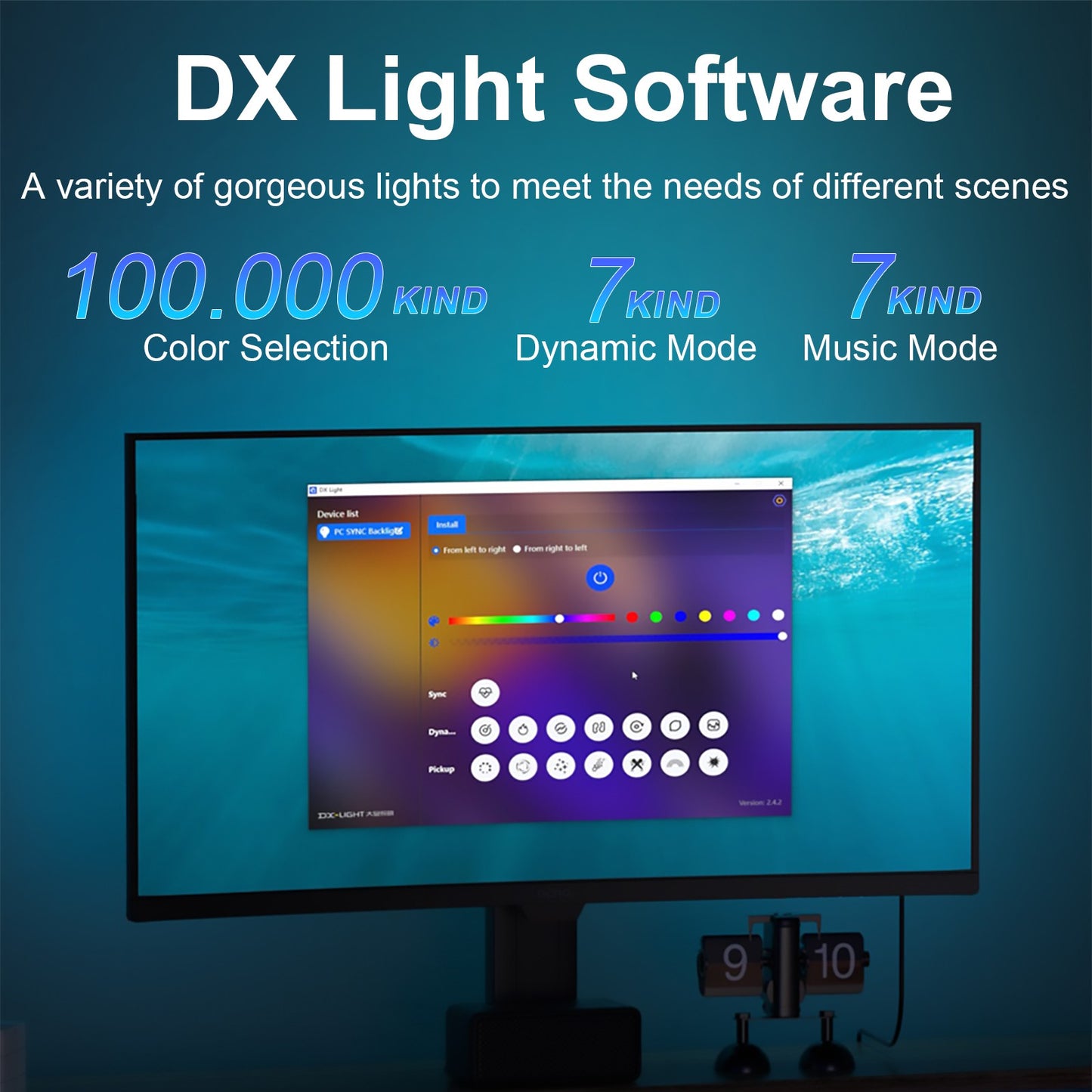 Smart Monitor Sync Backlight RGBIC Addressable USB LED Display Sync Light – Screen Sync, Music & Mic Mode, PC Software Controlled