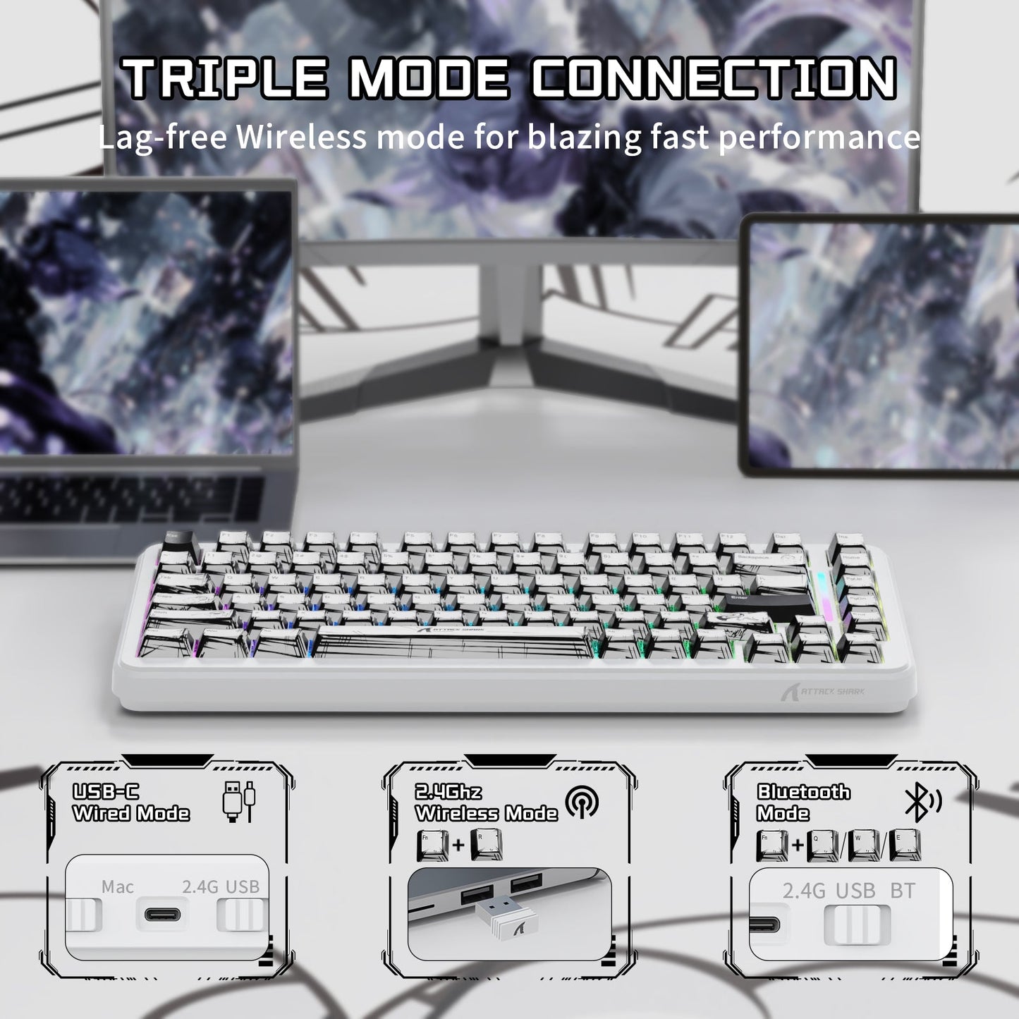 x82 pro he keyboard with triple mode connection options 