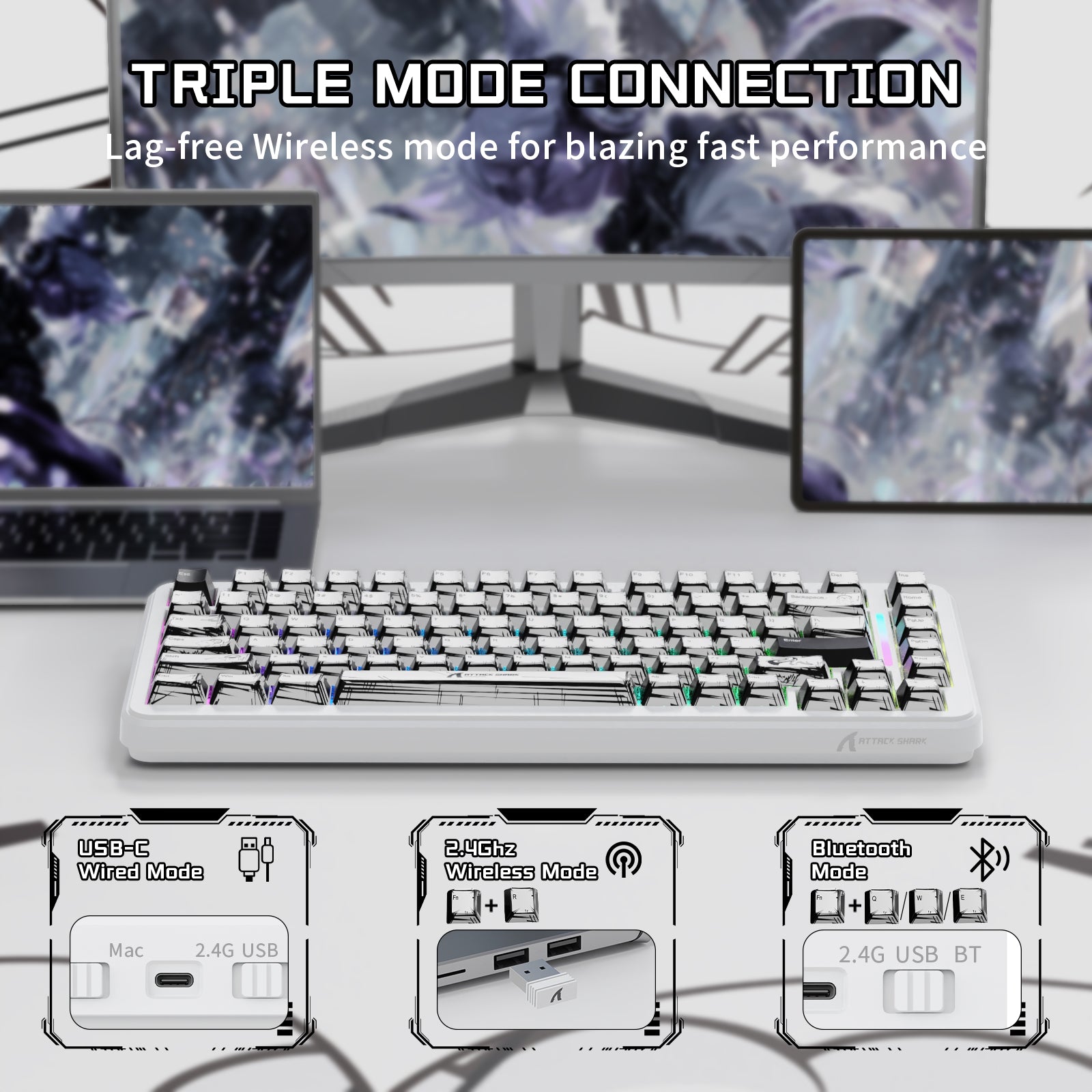 x82 pro he keyboard with triple mode connection options 