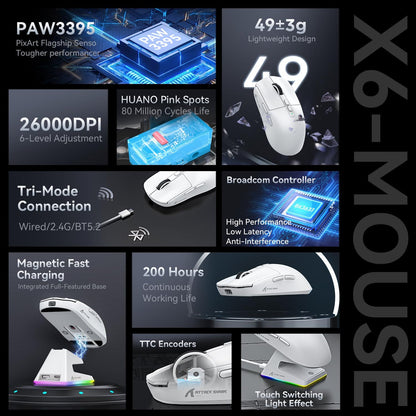 features and specifications of a attack shark x6 gaming mouse