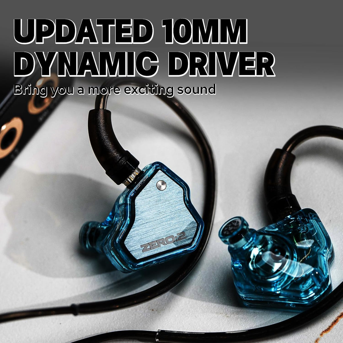 7Hz x Crinacle Zero 2 Blue wired IEM earphones with 10mm dynamic driver and mic