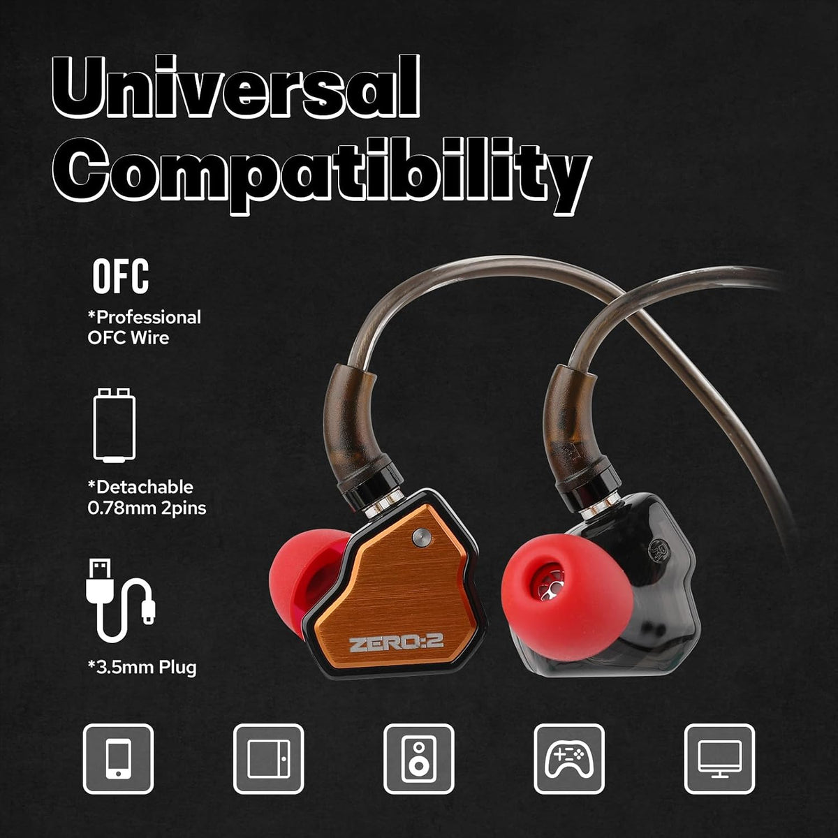 7Hz x Crinacle Zero 2 Orange in-ear monitor for music and gaming