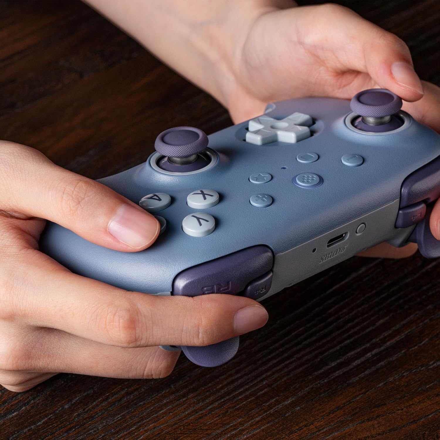 8BitDo_Ultimate_2C_Wireless_Controller_for_Windows_pc_and_Android_Blueberry_in_hands