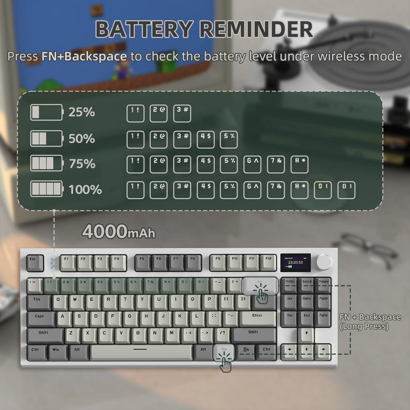 attack shark k86 mechanical keyboard battery reminder