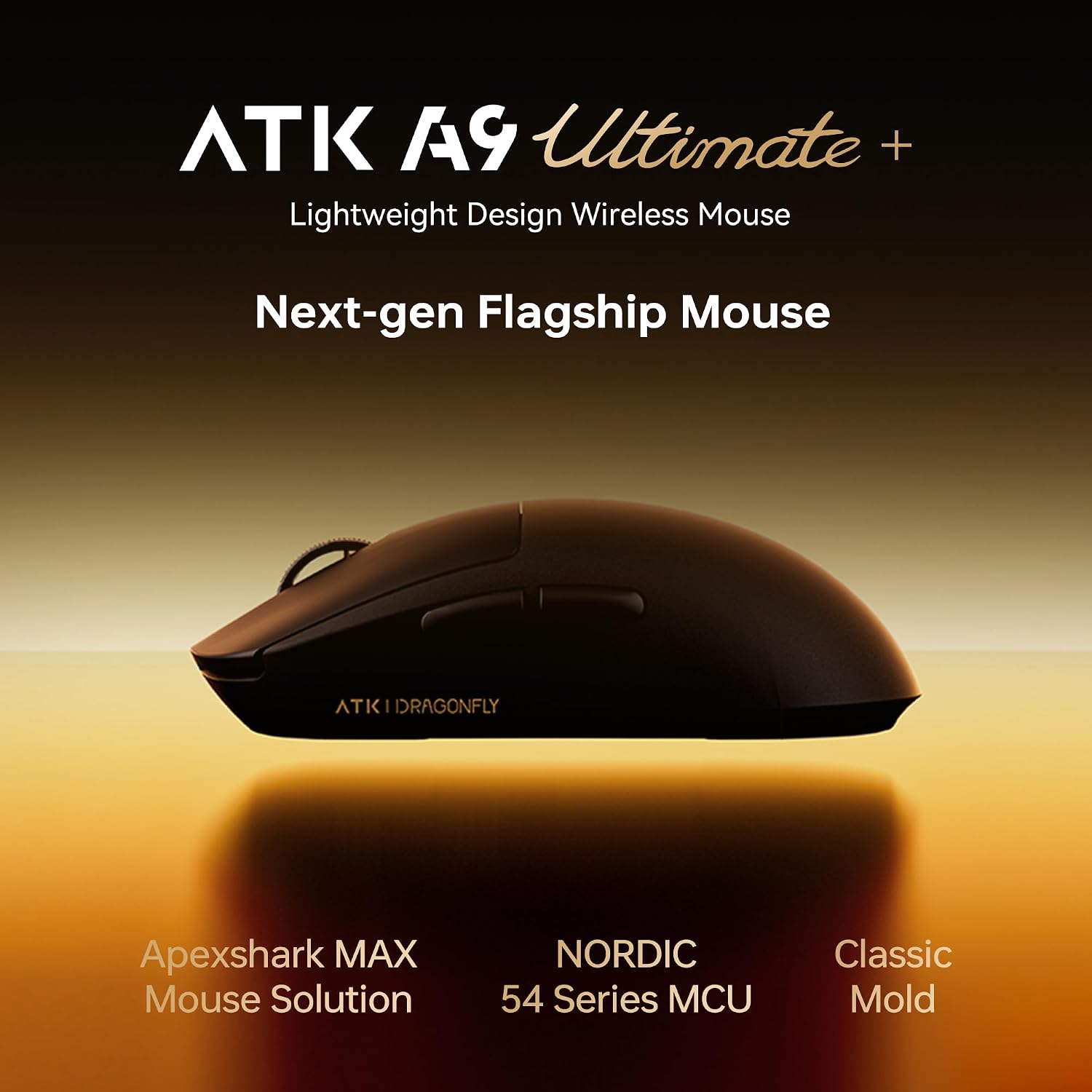ATK Dragonfly A9 Ultimate+ Black Wireless Gaming Mouse with PAW3955 Master Sensor