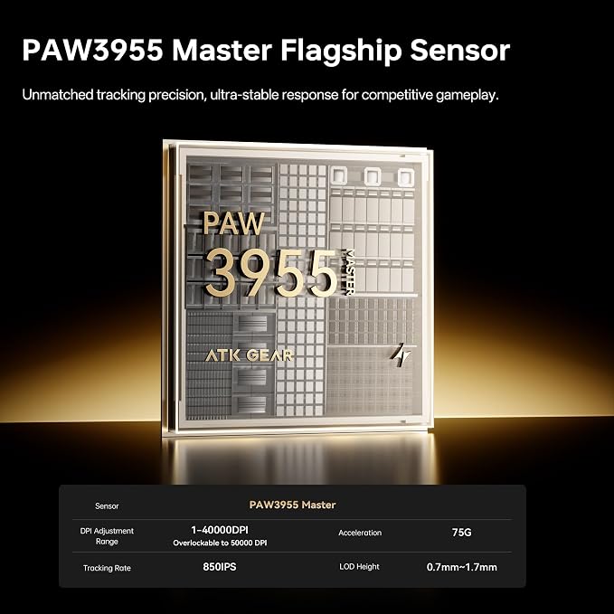 ATK X1 V2 Air+ PAW3955 Master sensor with 50,000 DPI gaming mouse