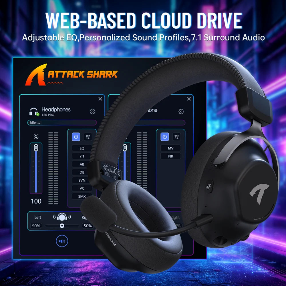 ATTACK SHARK L50 PRO customizable EQ gaming headphones