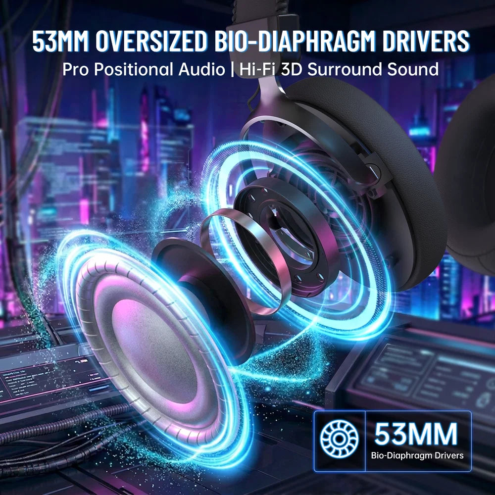 ATTACK SHARK L50 PRO gaming headphones with 53mm bio-diaphragm drivers
