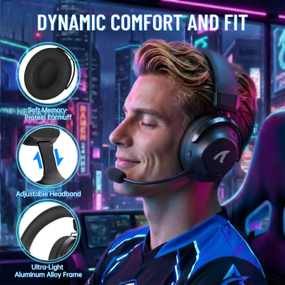 ATTACK SHARK L50 PRO over ear gaming headset with memory foam cushions
