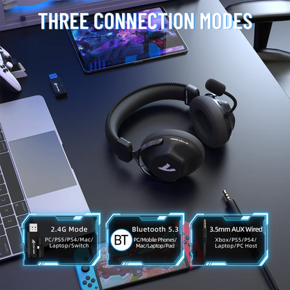 ATTACK SHARK L50 PRO tri mode gaming headset with 2.4GHz wireless and Bluetooth 5.3