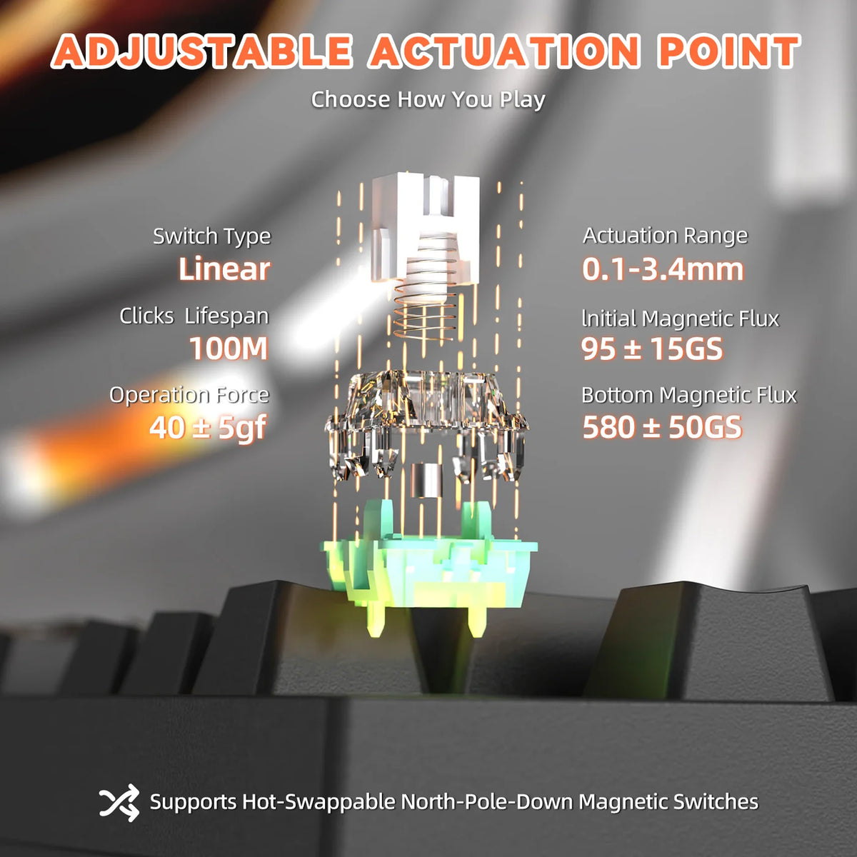 ATTACK SHARK R82 HE Moonlight rapid trigger keyboard with adjustable 0.1-3.4mm actuation