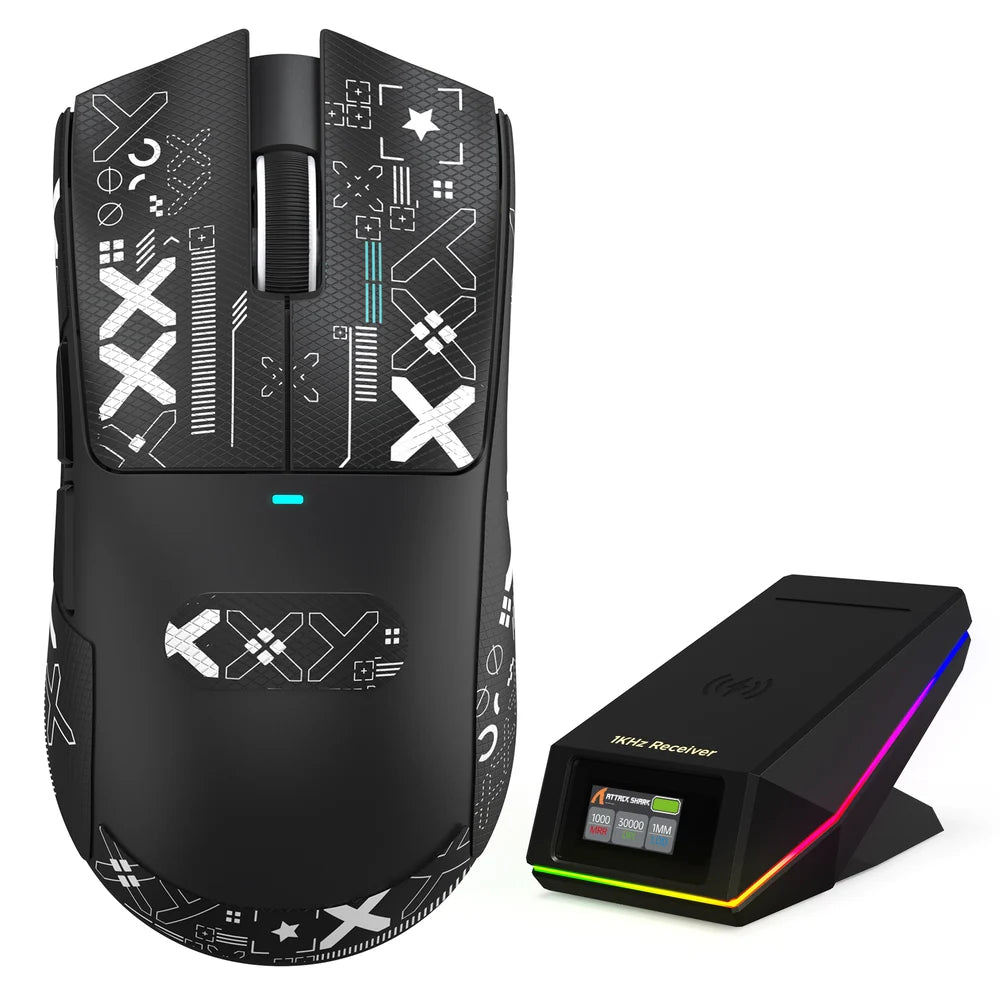 ATTACK SHARK X11 Pro V2 black tri-mode wireless gaming mouse for PC gaming and work