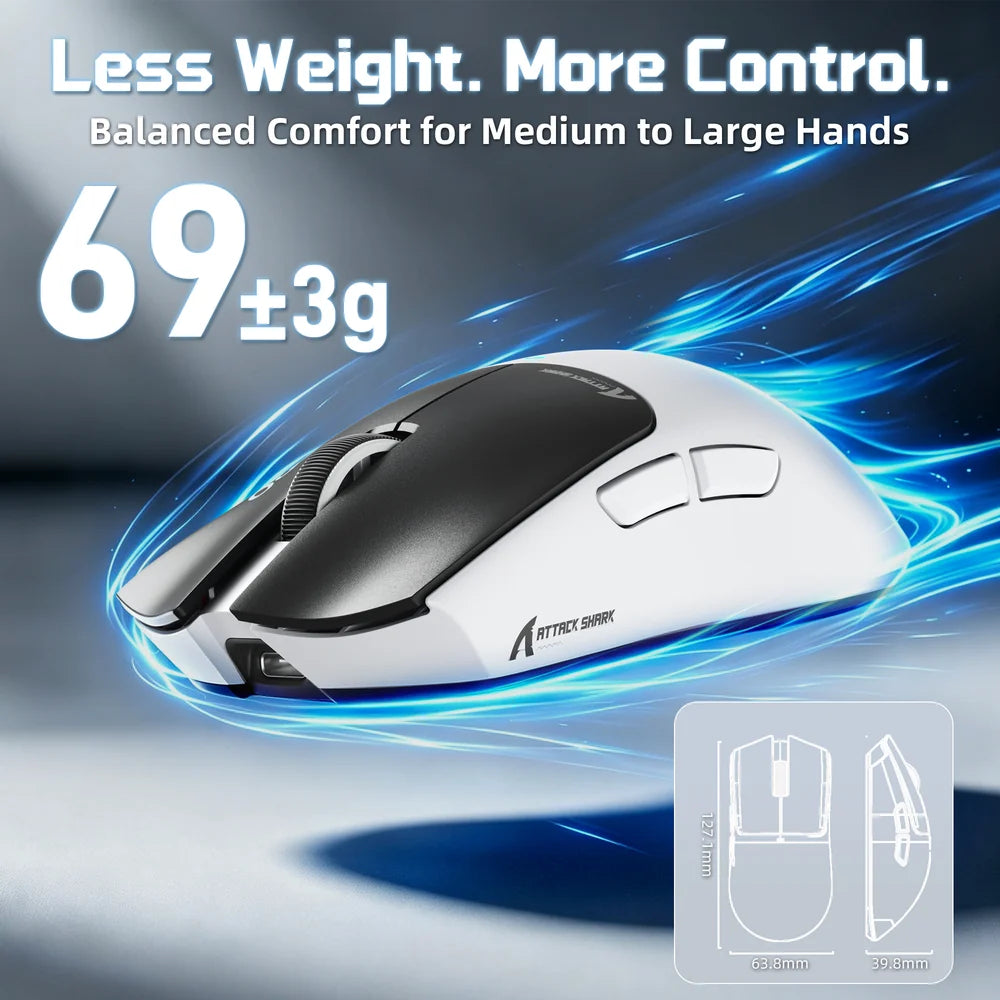 ATTACK SHARK X11 Pro V2 lightweight wireless FPS gaming mouse with TFT charging dock