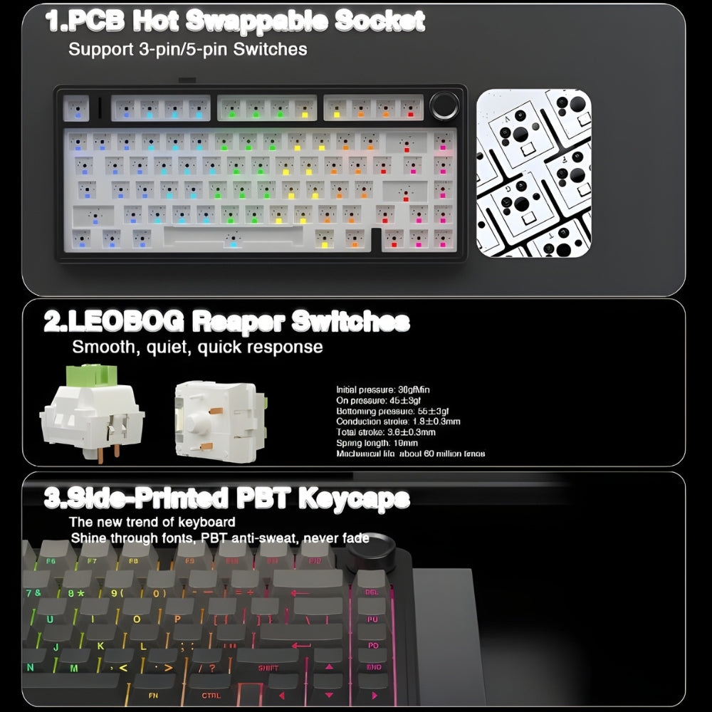 AULA F75 Pro Hotswappable Leobog Reaper Switches