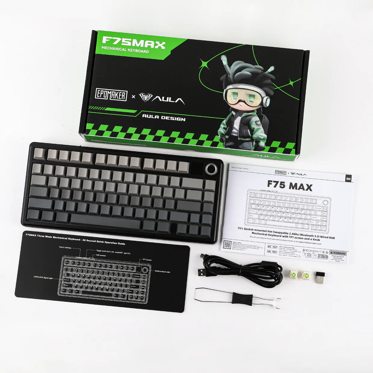 AULA F75 Max Gradient Black packing list