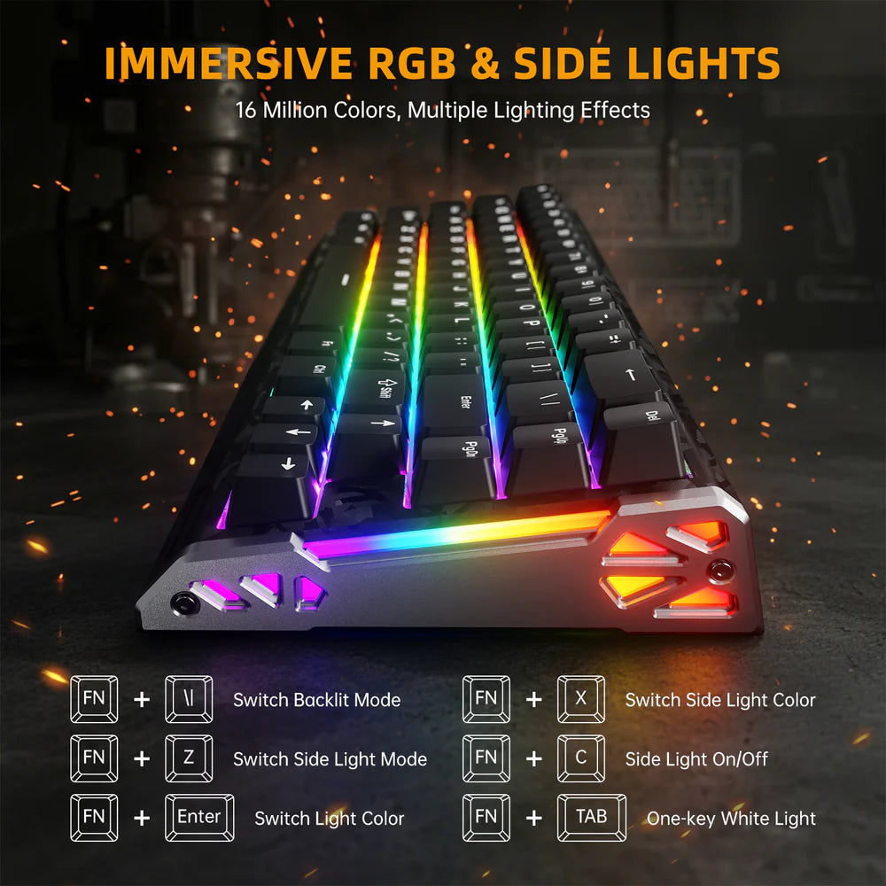 Attack Shark R68 HE Carbon Fiber Black RGB Gaming Keyboard with immersive side rgb
