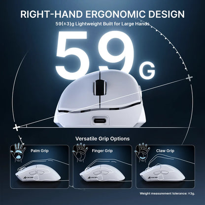 Attack Shark V8 White 59g Ultra Lightweight Gaming Mouse Omron Optical Switches