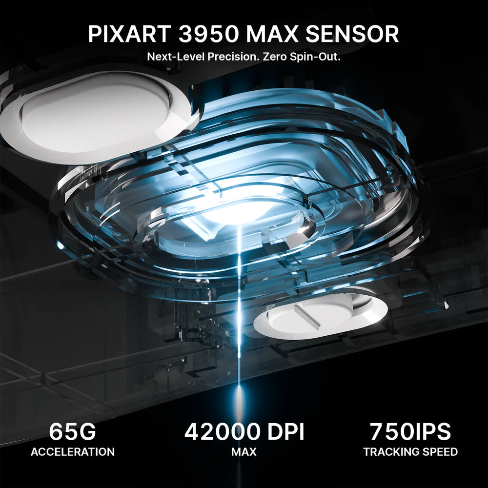 Attack Shark V8 White Wireless Gaming Mouse PAW3950MAX sensor
