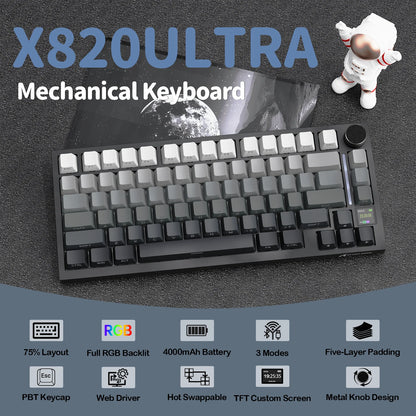 Attack Shark X820 Ultra Moonlight wireless mechanical keyboard with TFT Screen and knob
