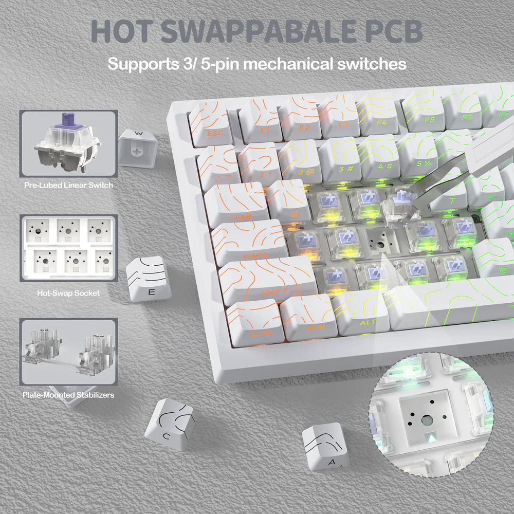 Attack Shark X820 Ultra White Contours Hot Swappable Keyboard
