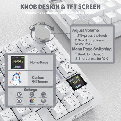 Attack Shark X820 Ultra White Contours TFT Smart Display Control Knob