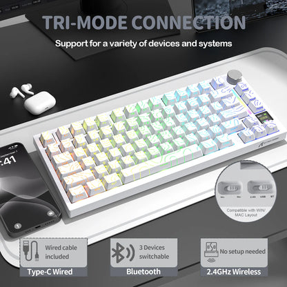 Attack Shark X820 Ultra White Contours Tri Mode Gaming Keyboard
