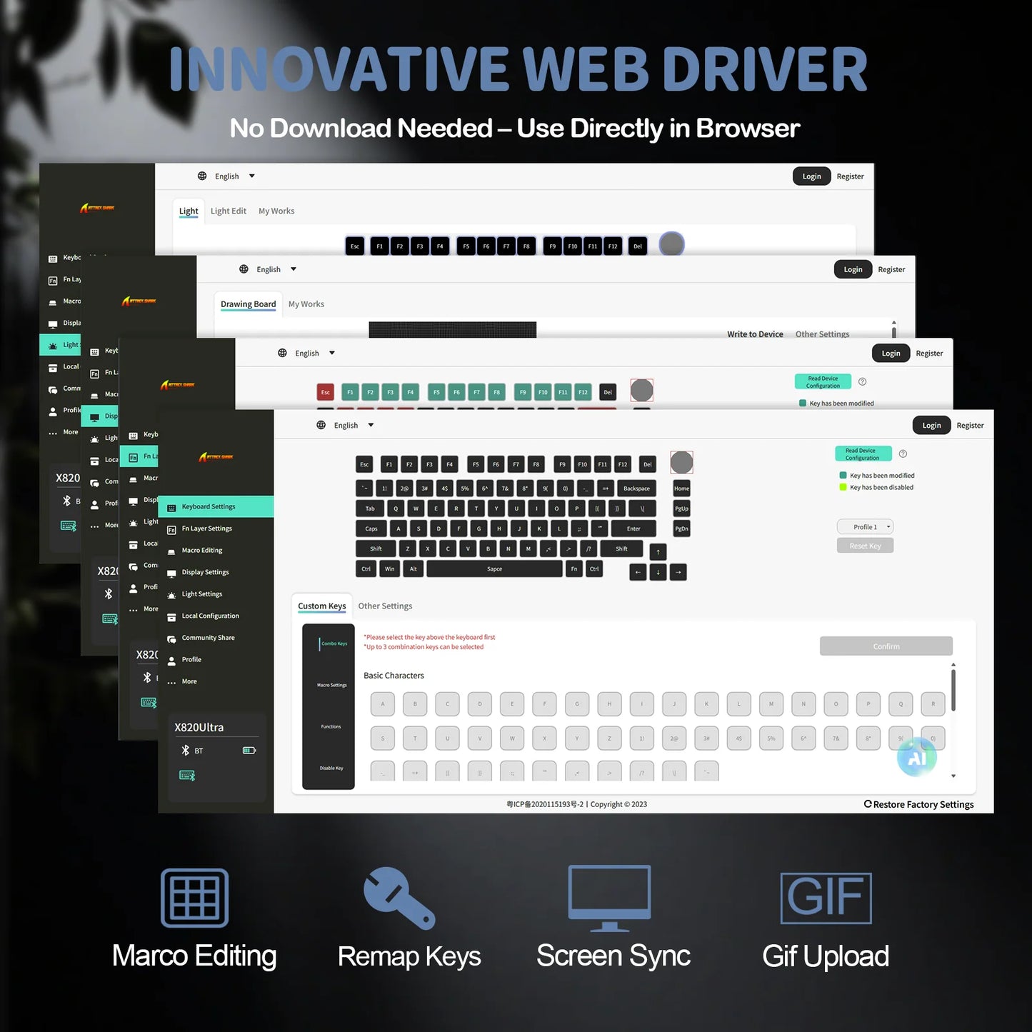 Attack Shark X820 Ultra gaming keyboard web driver