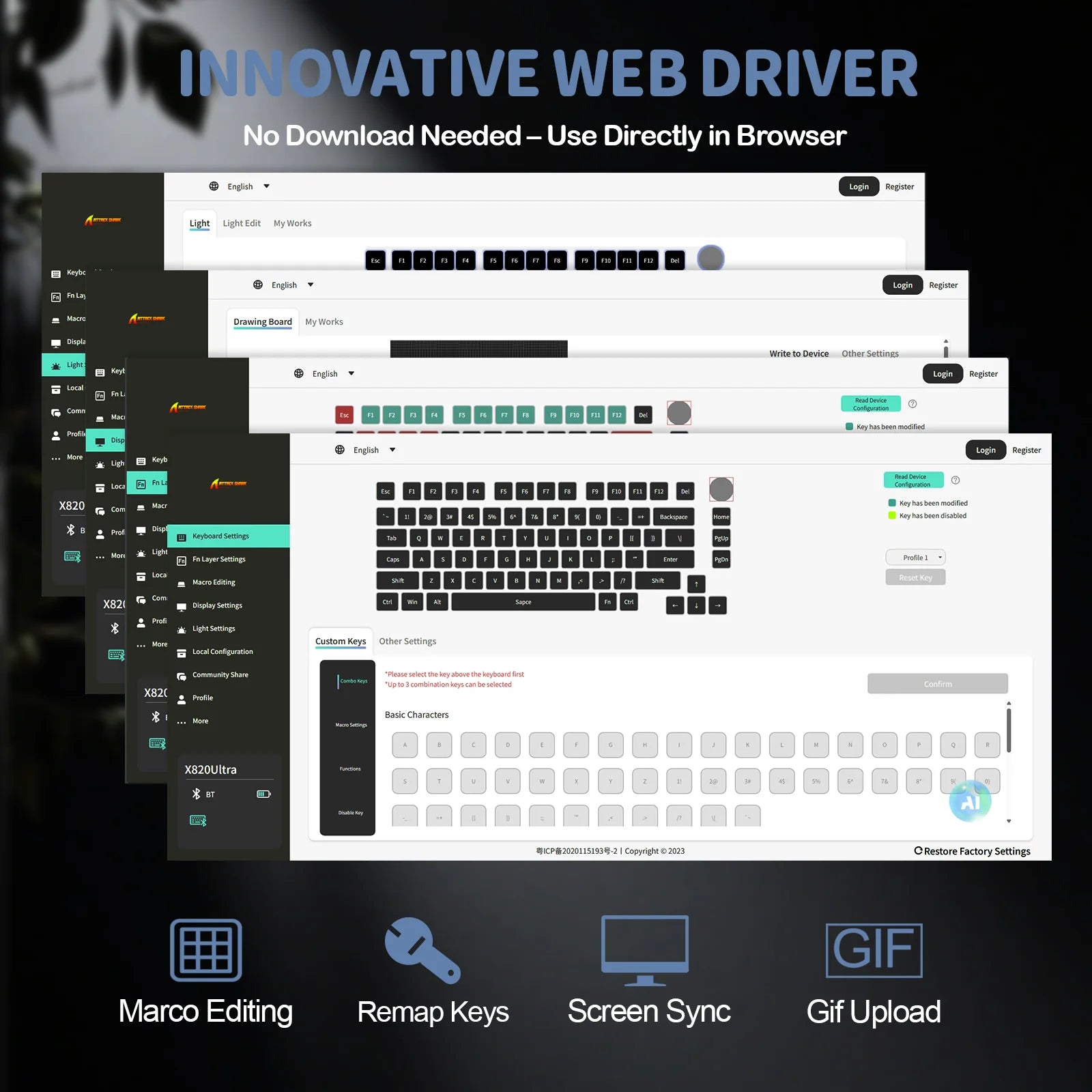 Attack Shark X820 Ultra gaming keyboard web driver