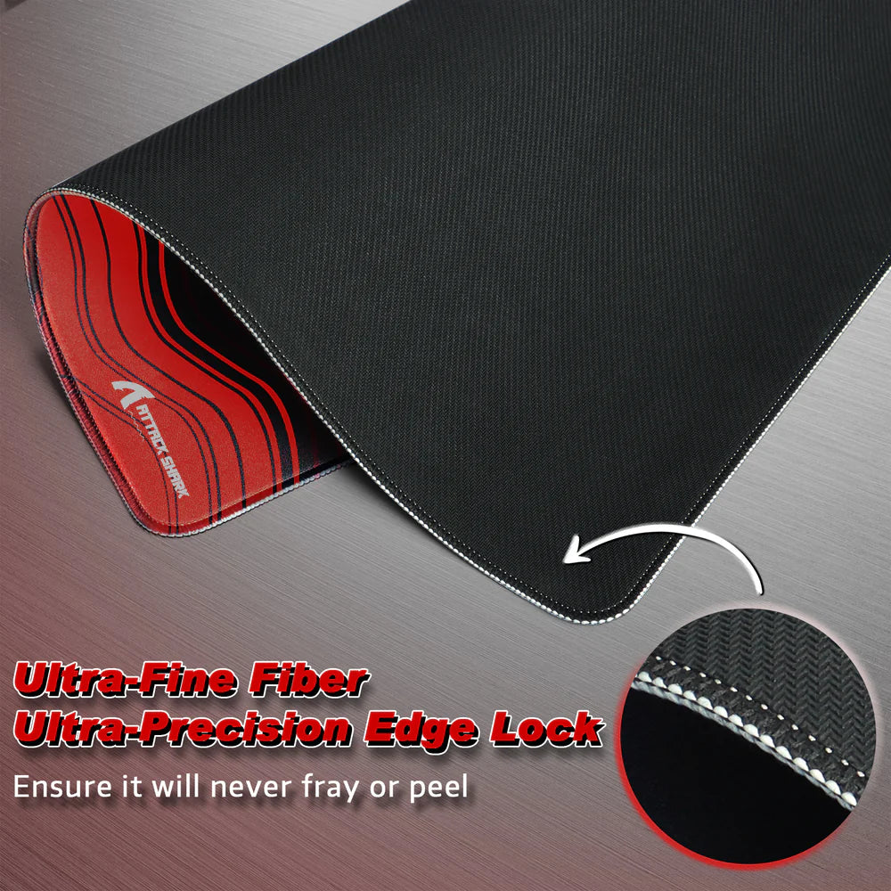 Attack Shark CM02 Black Red Mousepad with Stitched Edges