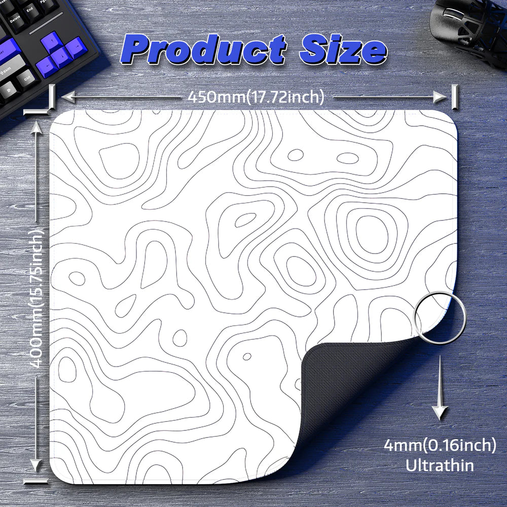 Attack Shark CM02 White Contour Gaming Mousepad 450x400x4mm size