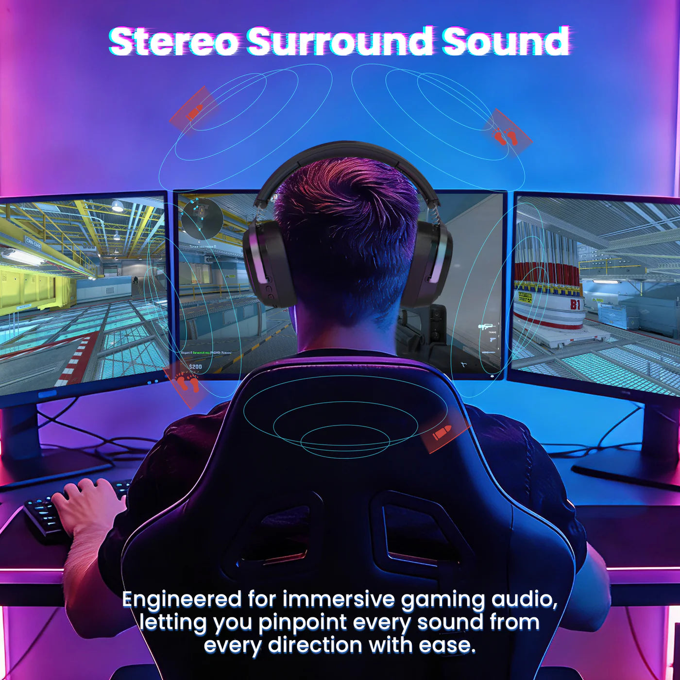 Attack Shark G800 Wireless Gaming Headset with 7.1 Surround Sound, Tri-Mode Connectivity, 20ms Low Latency & Aluminum Alloy frame - Black