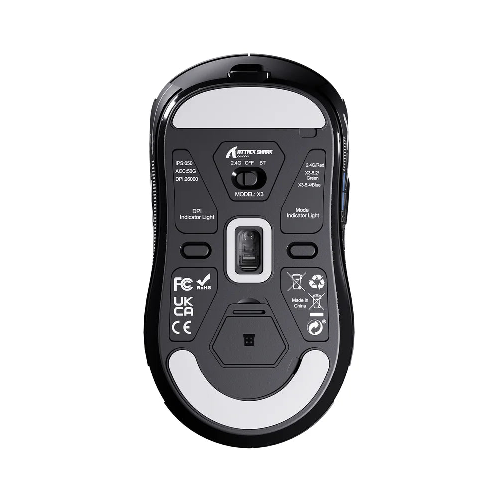 Attack Shark X3 Black Esports Mouse PAW3395 PTFE Skates 49g