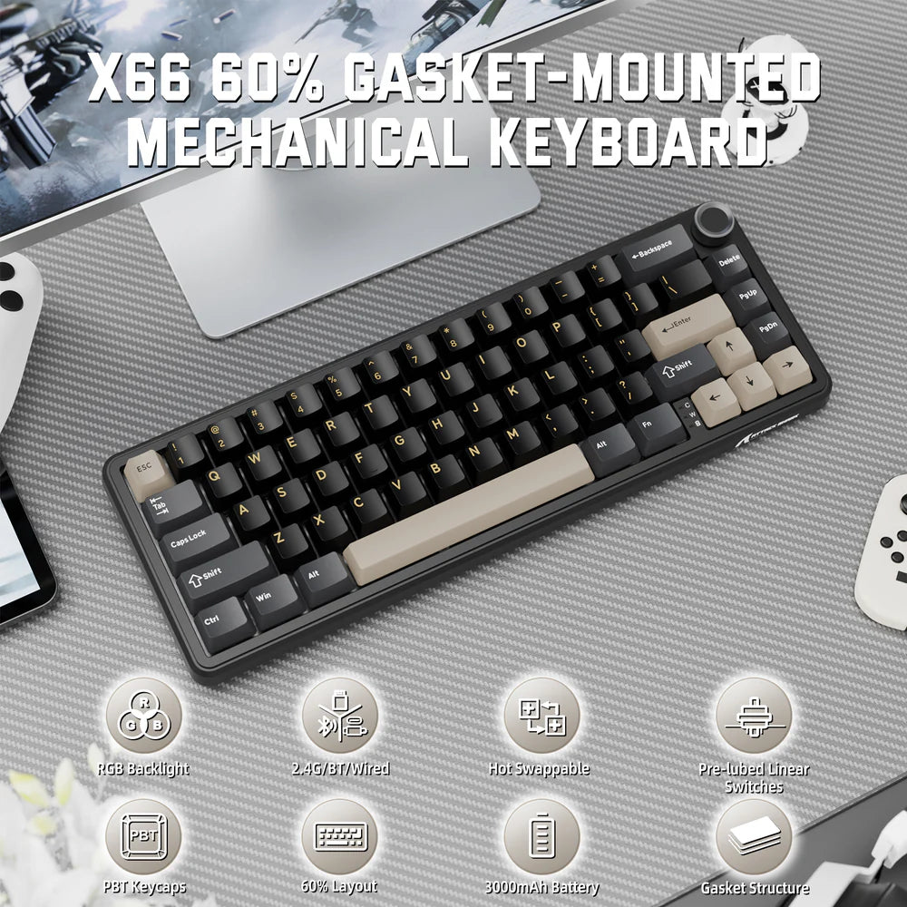 Attack Shark X66 Starry Black Gaming Keyboard