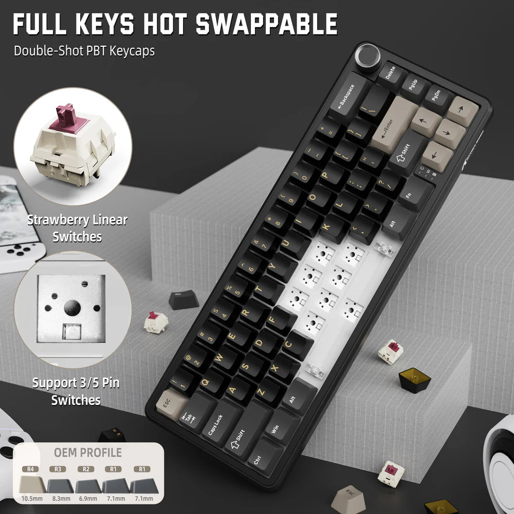 Attack Shark X66 Starry Black Hot Swappable Keyboard