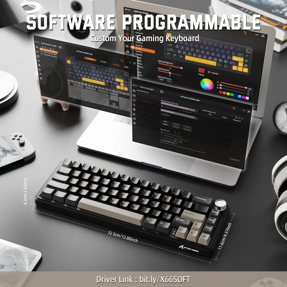 Attack Shark X66 Starry Black Premium Mechanical Keyboard software 