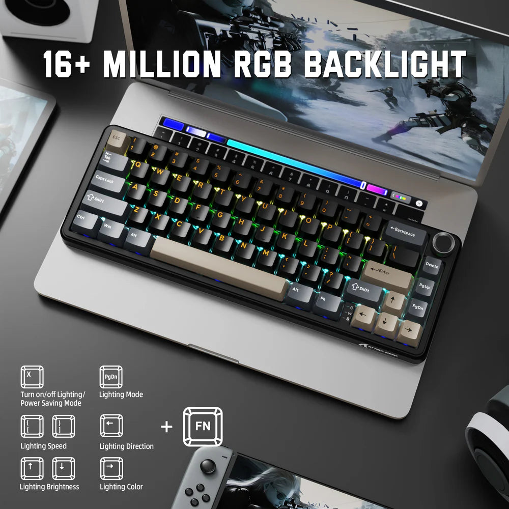 Attack Shark X66 Starry Black RGB Gaming Keyboard