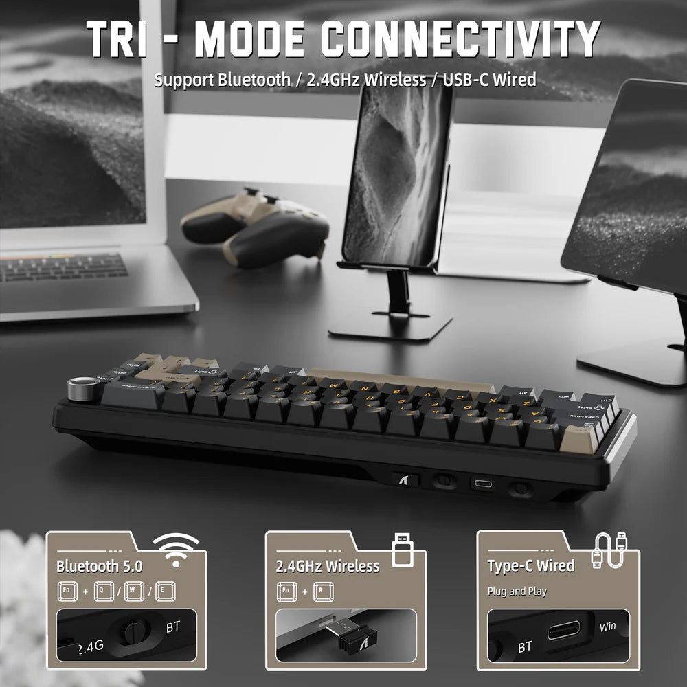 Attack Shark X66 Starry Black Tri Mode Wireless Keyboard