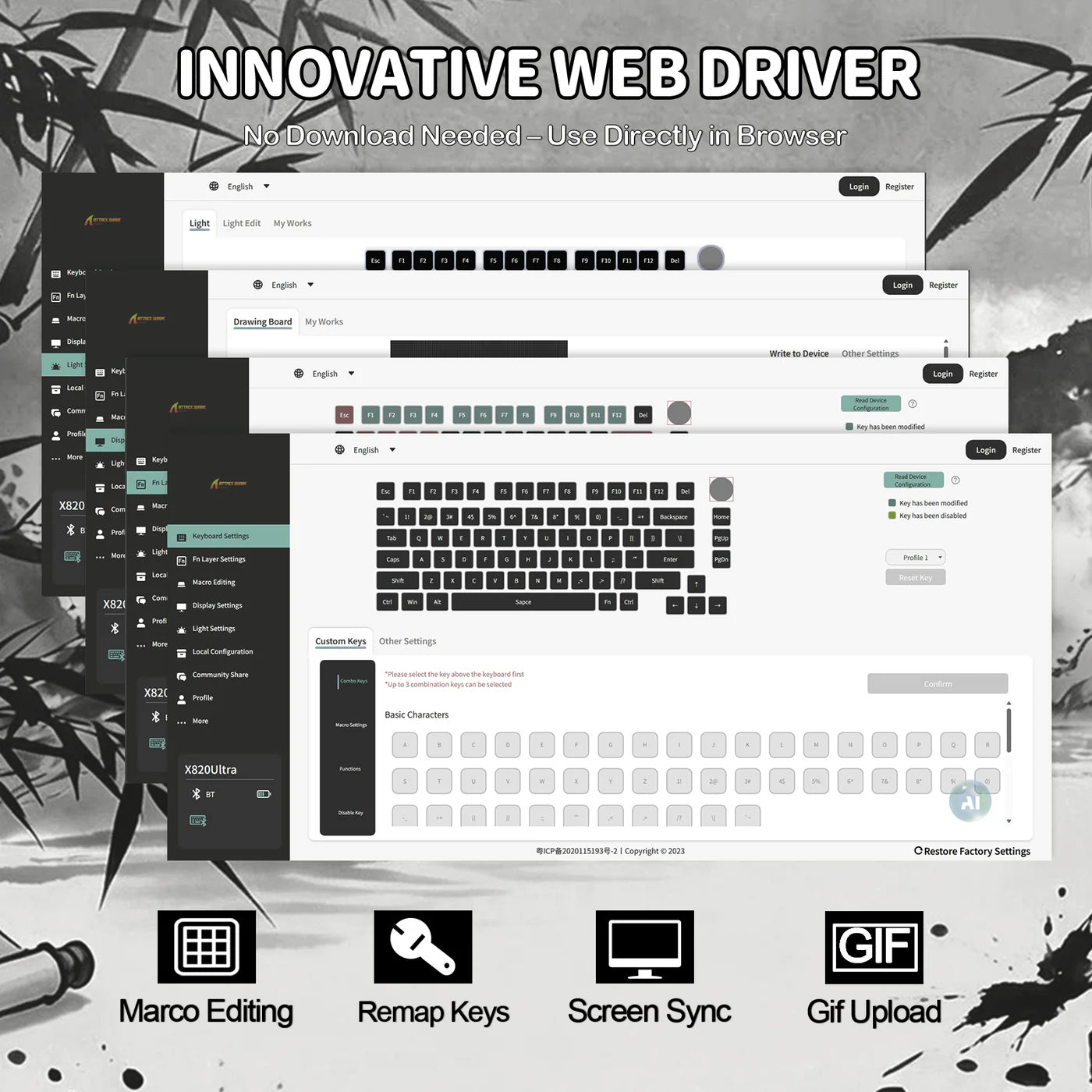 Attack Shark X820Ultra Dark Warrior wireless keyboard customizable via software