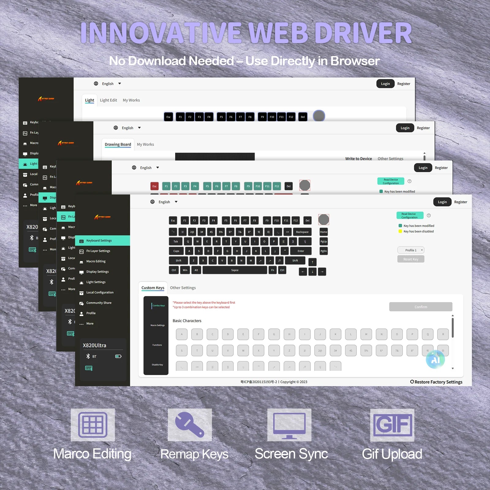 Attack_Shark_X820_Ultra_starlight_white_wireless_mechanical_keyboard_with_Web_driver_support