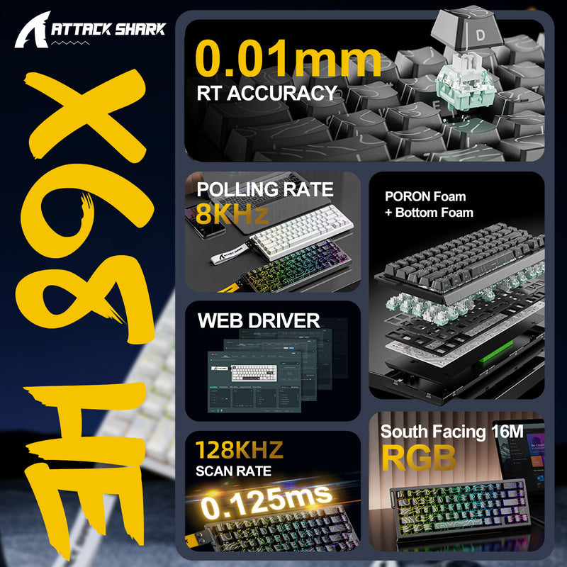 Attackshark X68 HE 0.01mm RT Accuracy - 8khz polling rate
