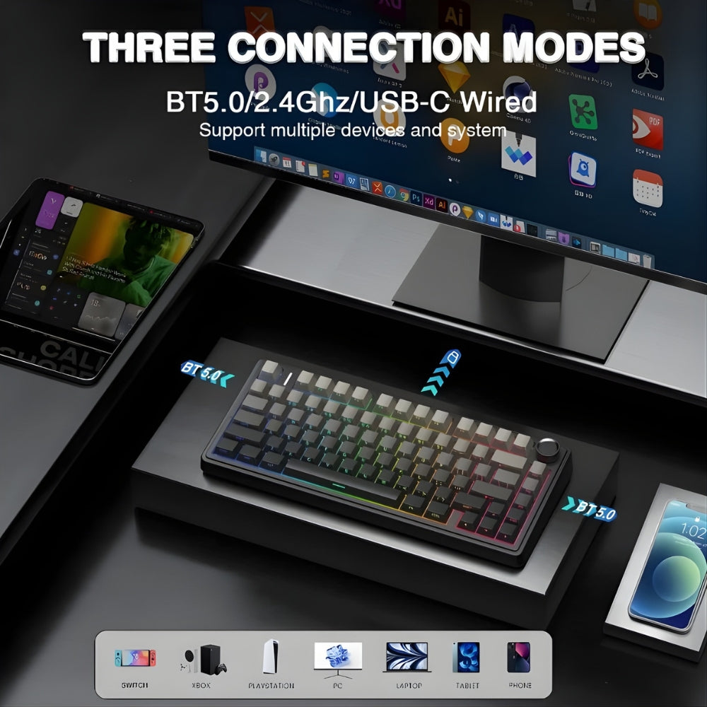 Aula F75 Pro Three Modes Connection 2.4Ghz_Bluetooth_Type-C