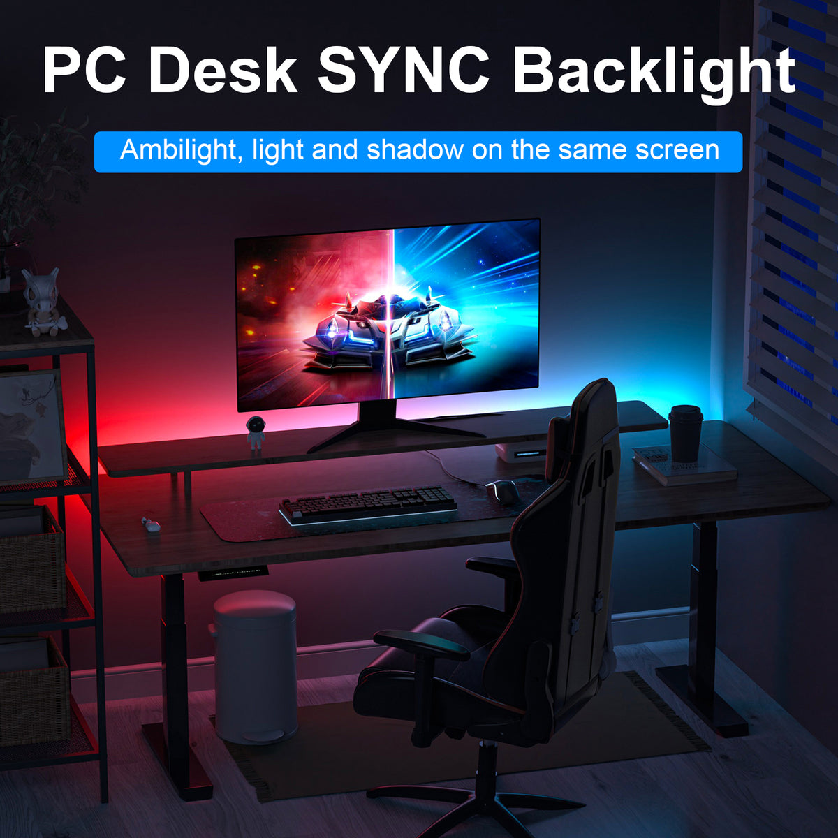 X LIGHT PC SYNC Desk Backlight RGBIC Gaming Desk Light with Screen Sync